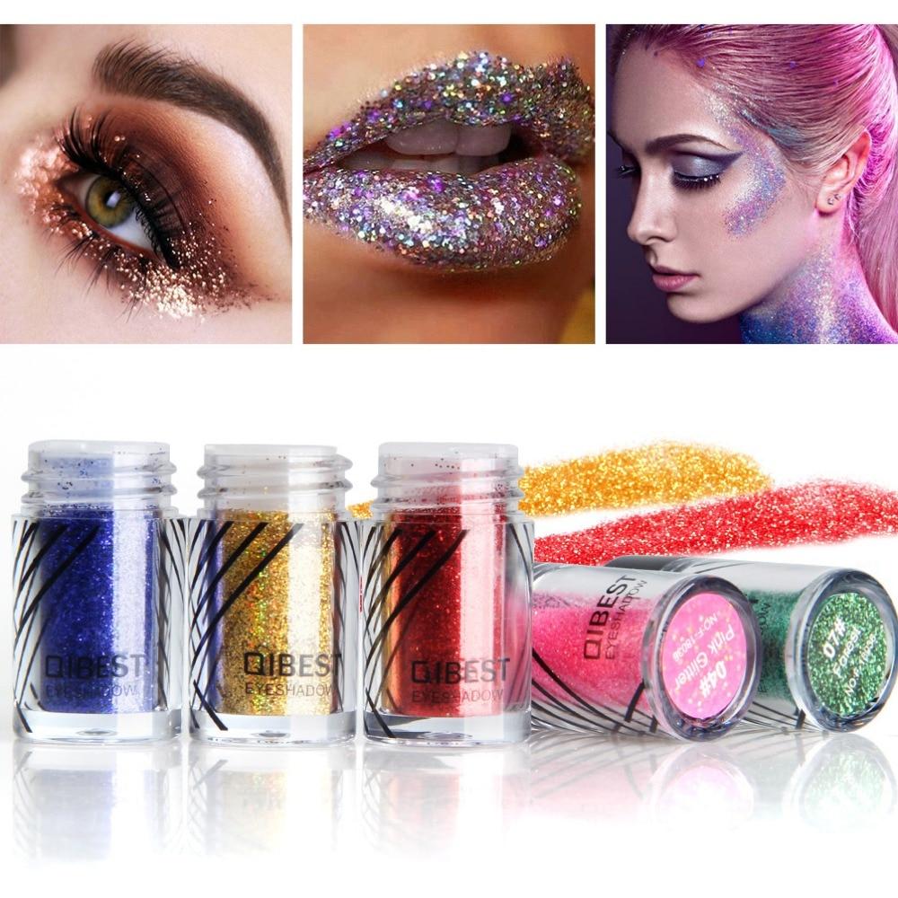 Qibest 20 Colors Makeup Glitter Diamond Face Lips Loose Powder Makeup Pigment Metallic Shimmer Eye Cosmetics Make up