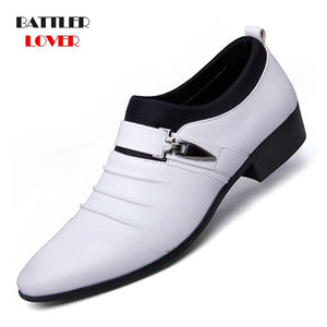 New British Men's Slip On Split Leather Pointed Toe Men Shoes