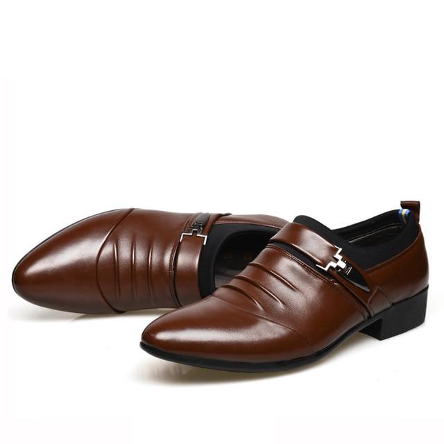 New British Men's Slip On Split Leather Pointed Toe Men Shoes