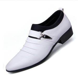 New British Men's Slip On Split Leather Pointed Toe Men Shoes