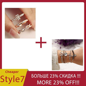 AY 3Pcs/Set Fashion Geometry Intersect Crystal Rings Set For Women