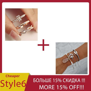 AY 3Pcs/Set Fashion Geometry Intersect Crystal Rings Set For Women