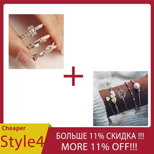 AY 3Pcs/Set Fashion Geometry Intersect Crystal Rings Set For Women