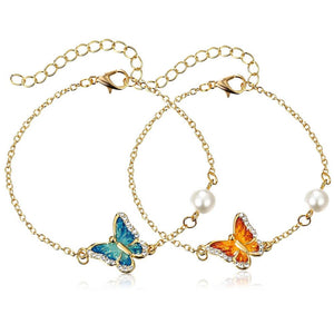 Fashion Link Bracelet with Oil Painted Butterfly Charm Bangles Imitation