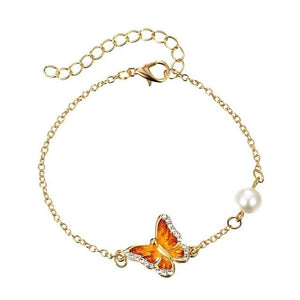 Fashion Link Bracelet with Oil Painted Butterfly Charm Bangles Imitation