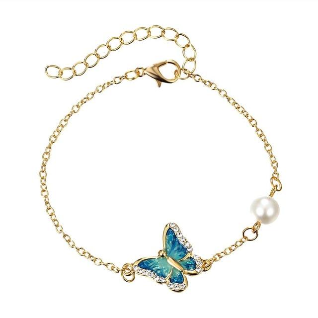 Fashion Link Bracelet with Oil Painted Butterfly Charm Bangles Imitation