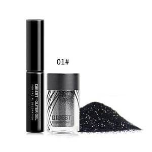 Qibest Eyeshadow Glitter Plus Glue Makeup glitter Waterproof Colorful Laser Silver Powder Face Lip Body Festival Glitter Drop