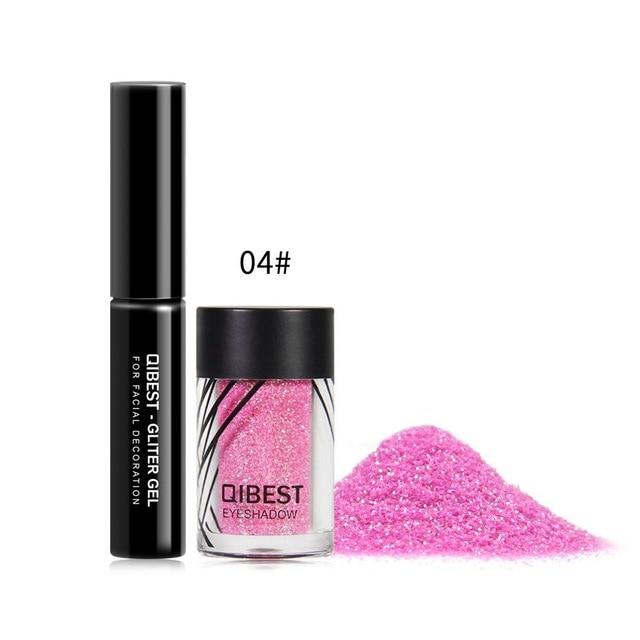 Qibest Eyeshadow Glitter Plus Glue Makeup glitter Waterproof Colorful Laser Silver Powder Face Lip Body Festival Glitter Drop