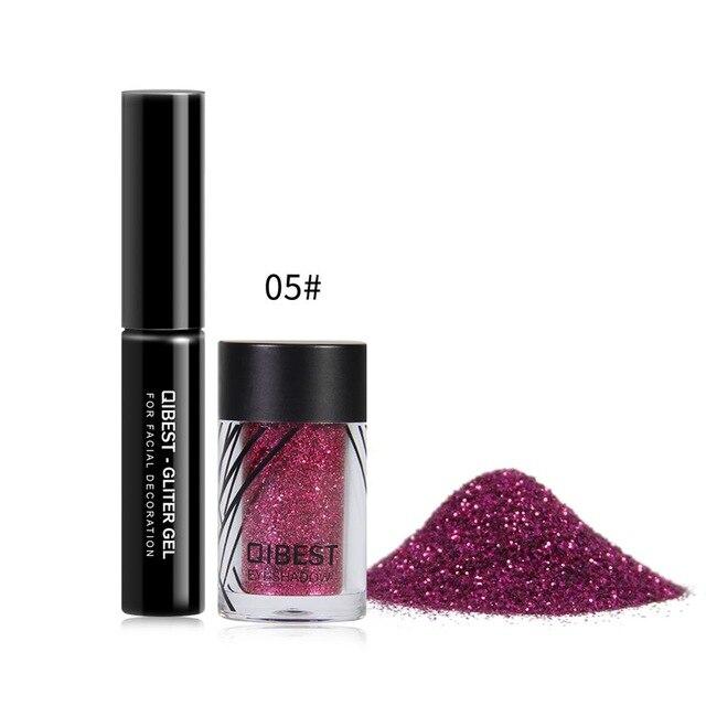 Qibest Eyeshadow Glitter Plus Glue Makeup glitter Waterproof Colorful Laser Silver Powder Face Lip Body Festival Glitter Drop