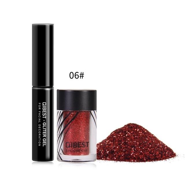 Qibest Eyeshadow Glitter Plus Glue Makeup glitter Waterproof Colorful Laser Silver Powder Face Lip Body Festival Glitter Drop