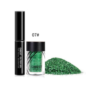 Qibest Eyeshadow Glitter Plus Glue Makeup glitter Waterproof Colorful Laser Silver Powder Face Lip Body Festival Glitter Drop