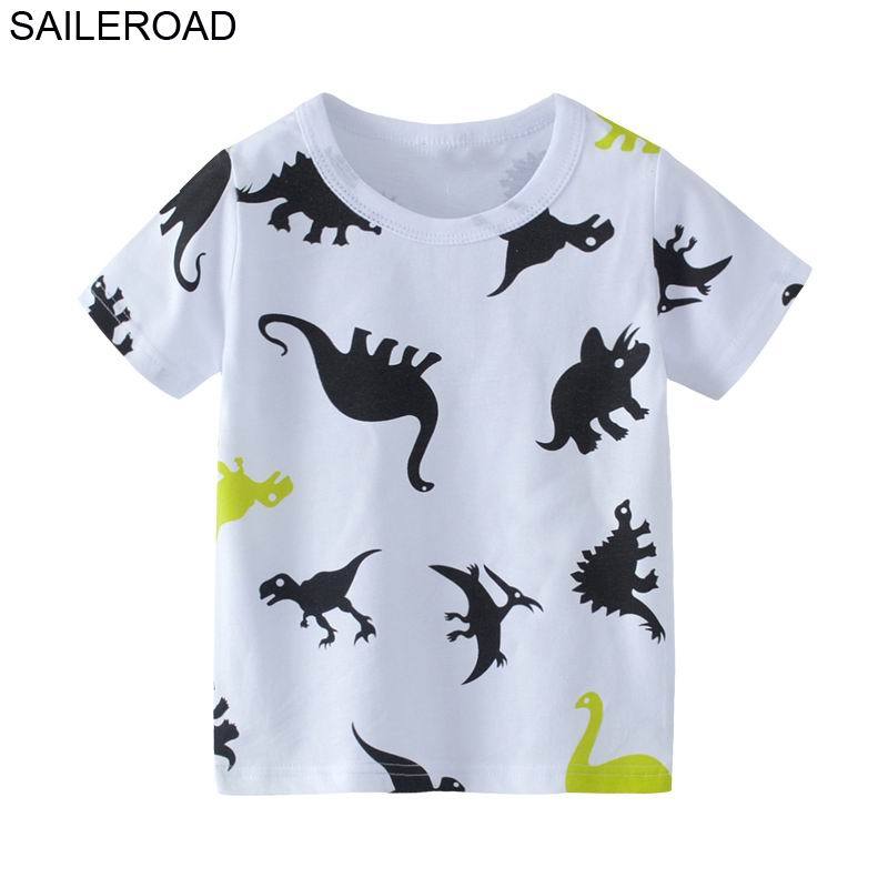 SAILEROAD 2-7T Cartoon Dinosaur Baby Boys Girls Shorts Sleeve T Shirt