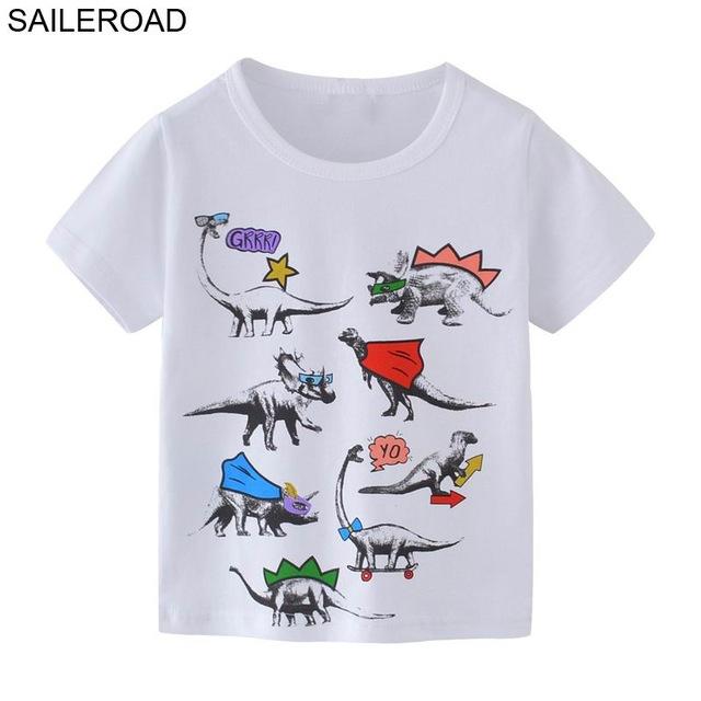 SAILEROAD 2-7T Cartoon Dinosaur Baby Boys Girls Shorts Sleeve T Shirt