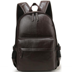 Men Backpack Leather School Backpack Bag