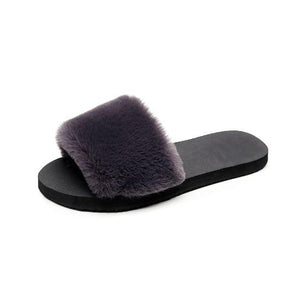 36-40 Women Slippers Fashion Fluffy Faux Fur Plush Slippers/ Flip Flops