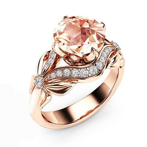 Valentine's Day Rose Gold Flower Crystal Christmas Gifts Zircon Ring