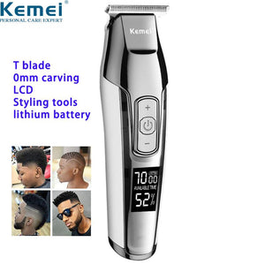 Kemei Barber Professional Hair Clipper LCD Display 0mm Baldheaded Beard Hair Trimmer