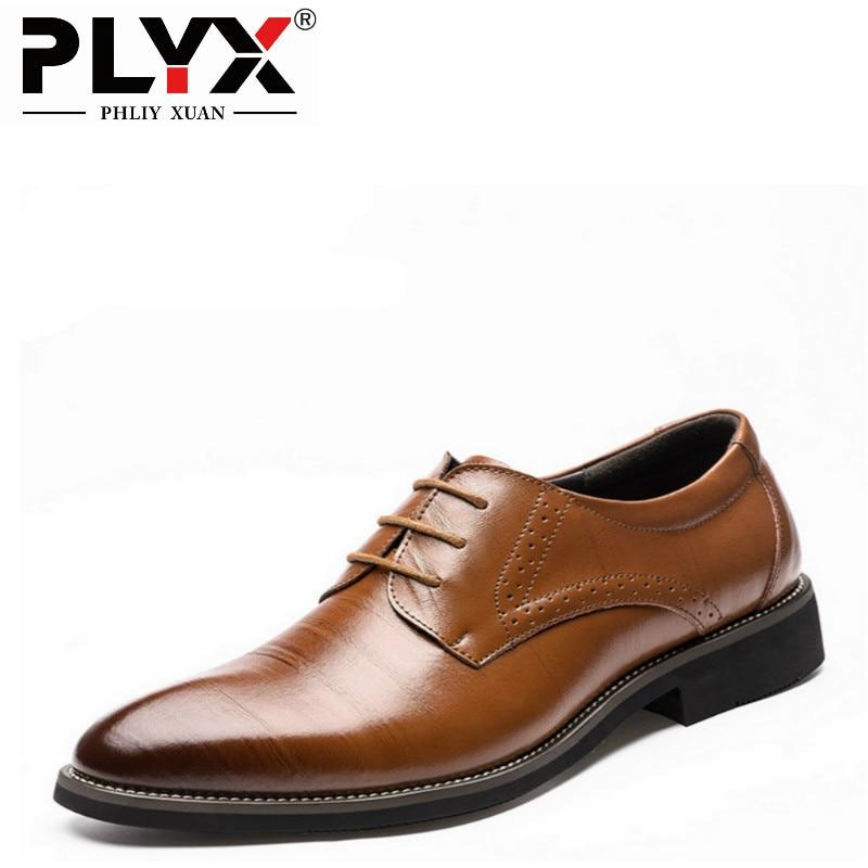 Classic Men Dress Shoes Genuine Leather Wingtip Carved Italian