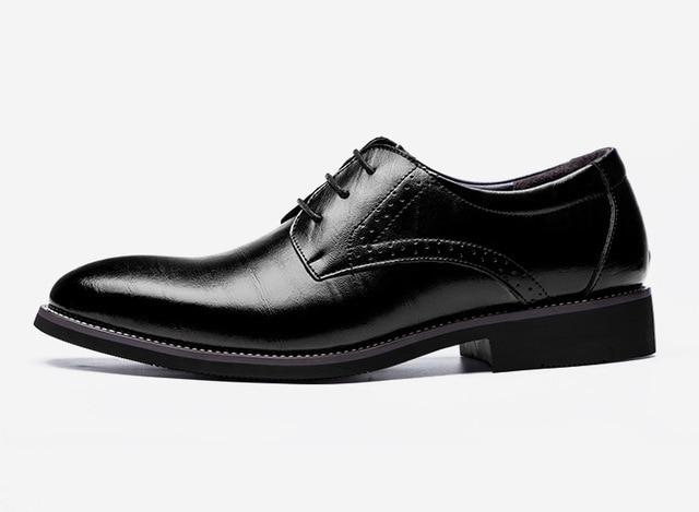 Classic Men Dress Shoes Genuine Leather Wingtip Carved Italian