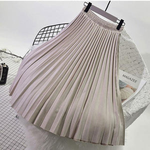 2019 Two Layer Autumn Winter Women Suede Skirt Long Pleated Skirts Womens Saias Midi Faldas Vintage Women Midi Skirt