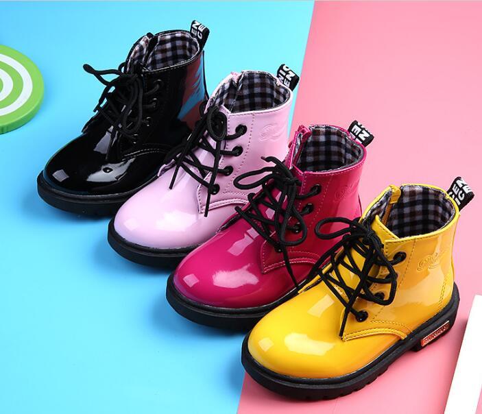 Children Shoes PU Leather Waterproof leather boots