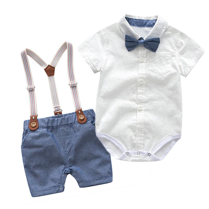 Baby Boys Gentleman Summer Wedding Party Birthday Newborn Infant Boy Clothes Tops+Shorts