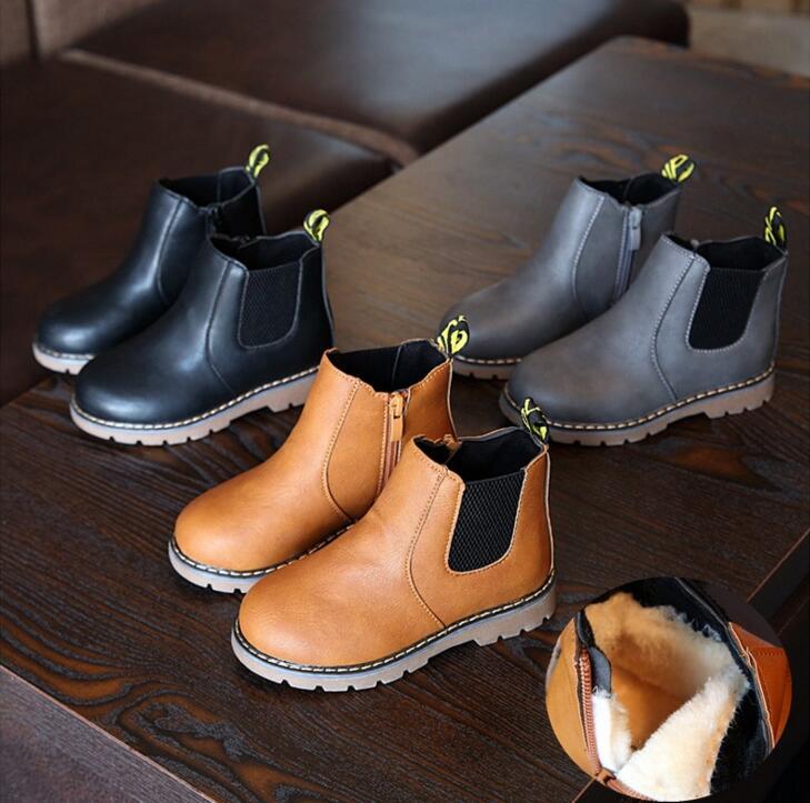 Autumn Children Shoes PU Leather Waterproof Leather Boots