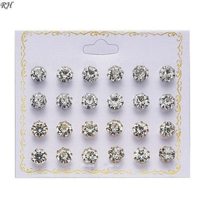 12 pairs/set Crystal Simulated Pearl Earrings Set Women Jewelry