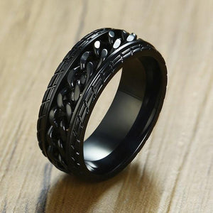 Cool Black Spinner Chain Ring for Men