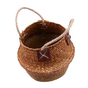 WHISM Seagrass Storage Basket Flower Pot Natural Rattan Basket Plant Pot Toys Holder Laundry Basket Container Home Decoration