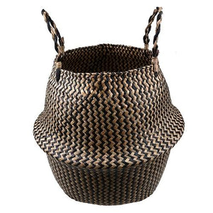 WHISM Seagrass Storage Basket Flower Pot Natural Rattan Basket Plant Pot Toys Holder Laundry Basket Container Home Decoration