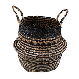 WHISM Seagrass Storage Basket Flower Pot Natural Rattan Basket Plant Pot Toys Holder Laundry Basket Container Home Decoration