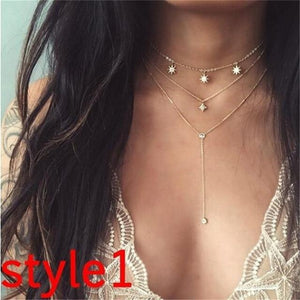 New Multilayer Crystal Moon Necklaces & Pendants For Women