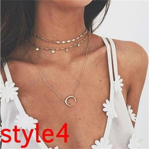 New Multilayer Crystal Moon Necklaces & Pendants For Women