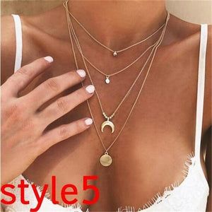 New Multilayer Crystal Moon Necklaces & Pendants For Women