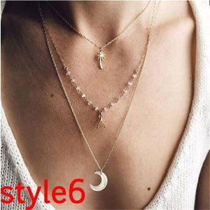 New Multilayer Crystal Moon Necklaces & Pendants For Women