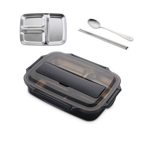 Stainless Steel 304 Lunch Box With Spoon Leak-proof Lunch Bento Boxes Dinnerware Set Microwave Adult Children Food Container