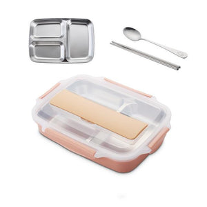 Stainless Steel 304 Lunch Box With Spoon Leak-proof Lunch Bento Boxes Dinnerware Set Microwave Adult Children Food Container