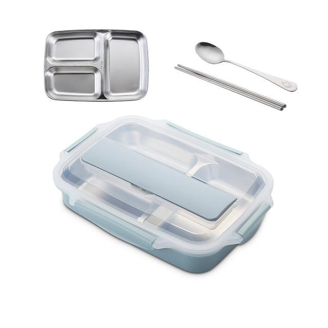 Stainless Steel 304 Lunch Box With Spoon Leak-proof Lunch Bento Boxes Dinnerware Set Microwave Adult Children Food Container