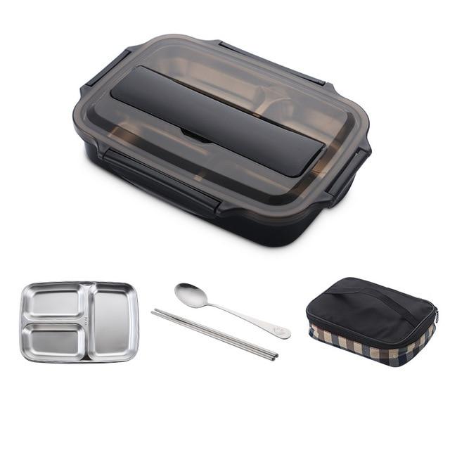 Stainless Steel 304 Lunch Box With Spoon Leak-proof Lunch Bento Boxes Dinnerware Set Microwave Adult Children Food Container