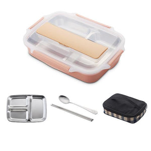 Stainless Steel 304 Lunch Box With Spoon Leak-proof Lunch Bento Boxes Dinnerware Set Microwave Adult Children Food Container