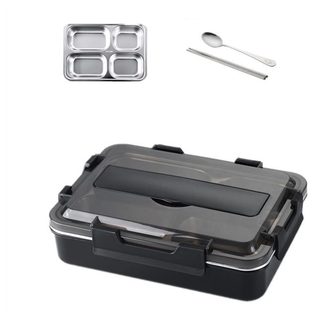 Stainless Steel 304 Lunch Box With Spoon Leak-proof Lunch Bento Boxes Dinnerware Set Microwave Adult Children Food Container