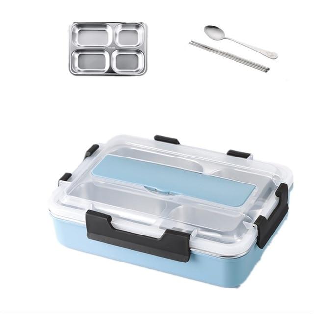 Stainless Steel 304 Lunch Box With Spoon Leak-proof Lunch Bento Boxes Dinnerware Set Microwave Adult Children Food Container