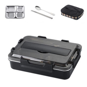 Stainless Steel 304 Lunch Box With Spoon Leak-proof Lunch Bento Boxes Dinnerware Set Microwave Adult Children Food Container