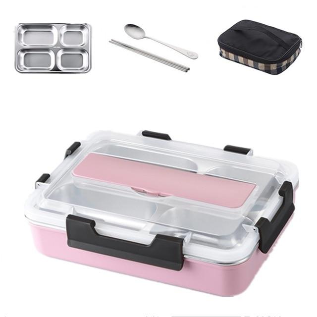 Stainless Steel 304 Lunch Box With Spoon Leak-proof Lunch Bento Boxes Dinnerware Set Microwave Adult Children Food Container