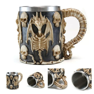 Retro Dragon Resin Stainless Steel Mug Skull Knight