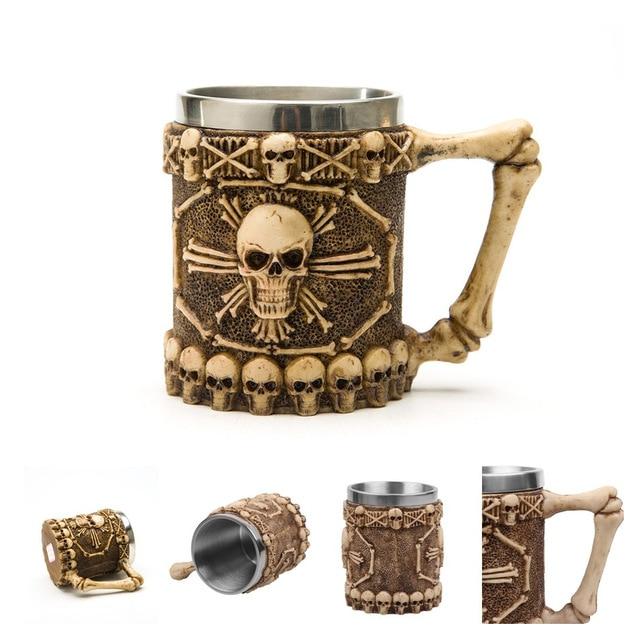 Retro Dragon Resin Stainless Steel Mug Skull Knight