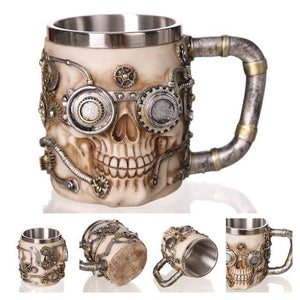 Retro Dragon Resin Stainless Steel Mug Skull Knight