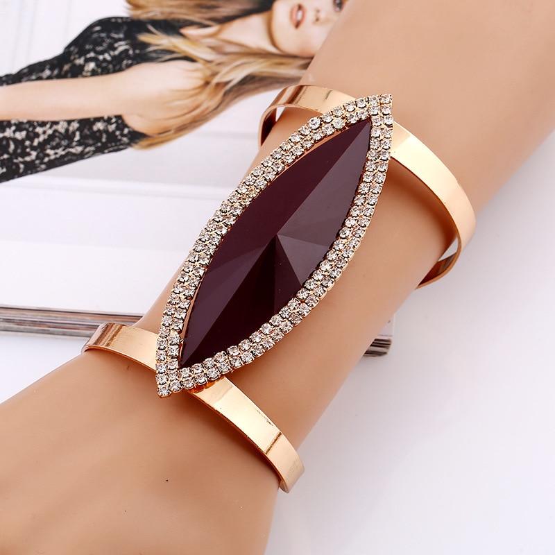 Maxi Metal Bangles Women Trendy Resin Mosaic Crystal Bracelet