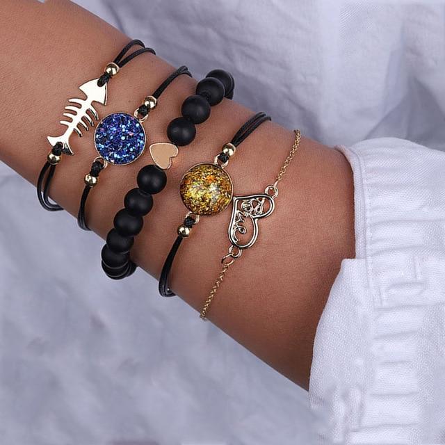 Bohemian Marble Stone Beads Bracelet Set For Women